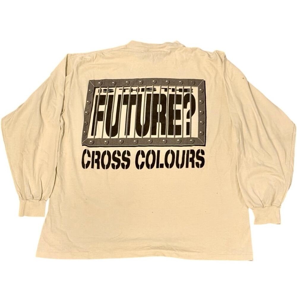 Vintage 90s Cross Colours Is This The Future? Prison Bars Long Sleeve Shirt OSFA
